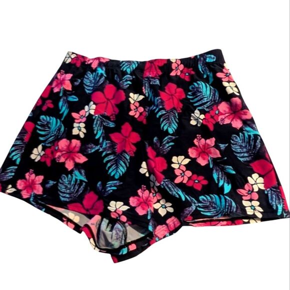 Blair Women's Colorful Floral Print Swim Shorts Elastic Waist Size 12 - Picture 1 of 5